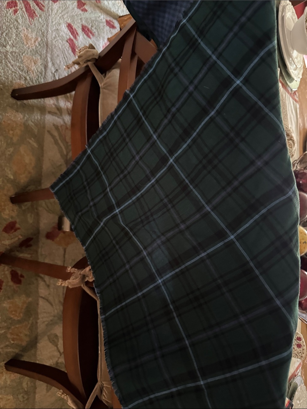 Reversible Dark Green Plaid Women’s wrap